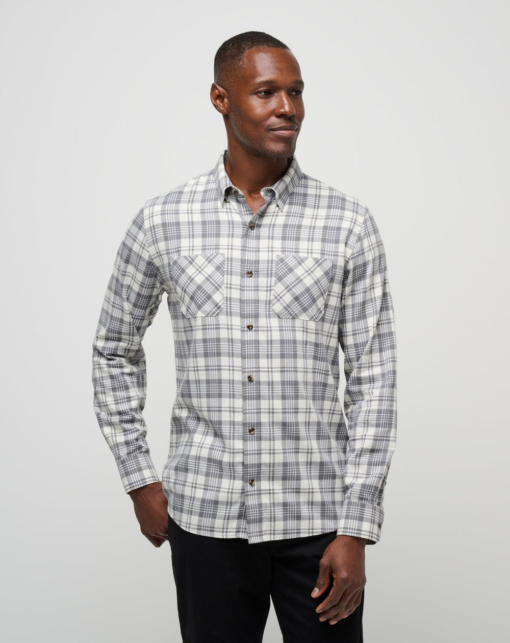 Vanilla Ice/Quiet Shade Travis Mathew Cloud Flannel Plaid Button-Up