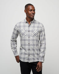 Vanilla Ice/Quiet Shade Travis Mathew Cloud Flannel Plaid Button-Up