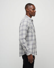 Vanilla Ice/Quiet Shade Travis Mathew Cloud Flannel Plaid Button-Up