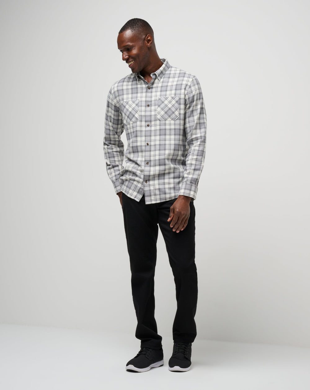 Vanilla Ice/Quiet Shade Travis Mathew Cloud Flannel Plaid Button-Up