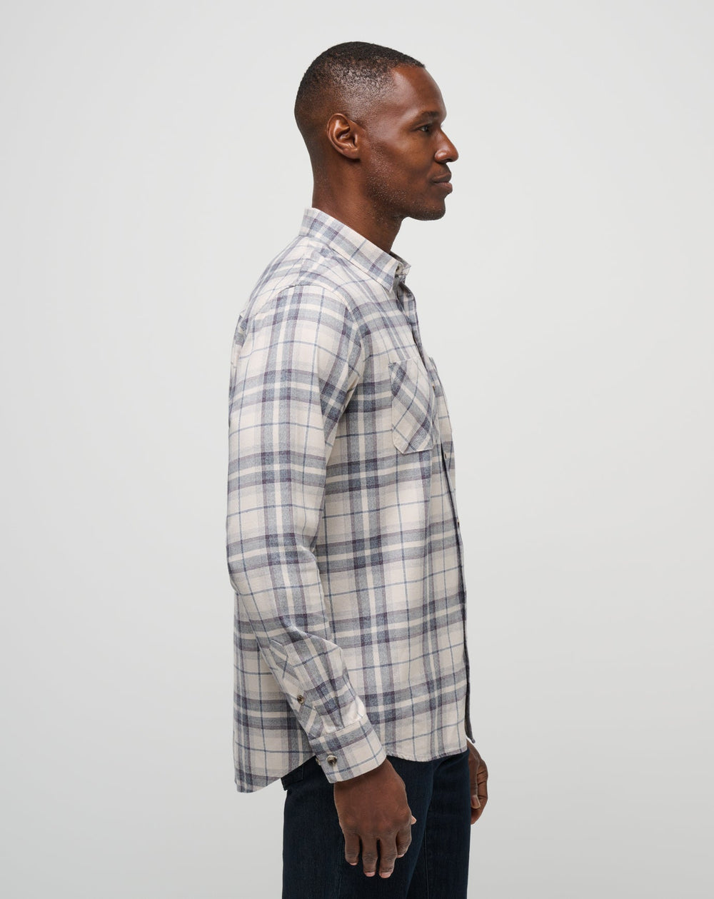 Oxford Tan/Plum Travis Mathew Cloud Flannel Plaid Button-Up