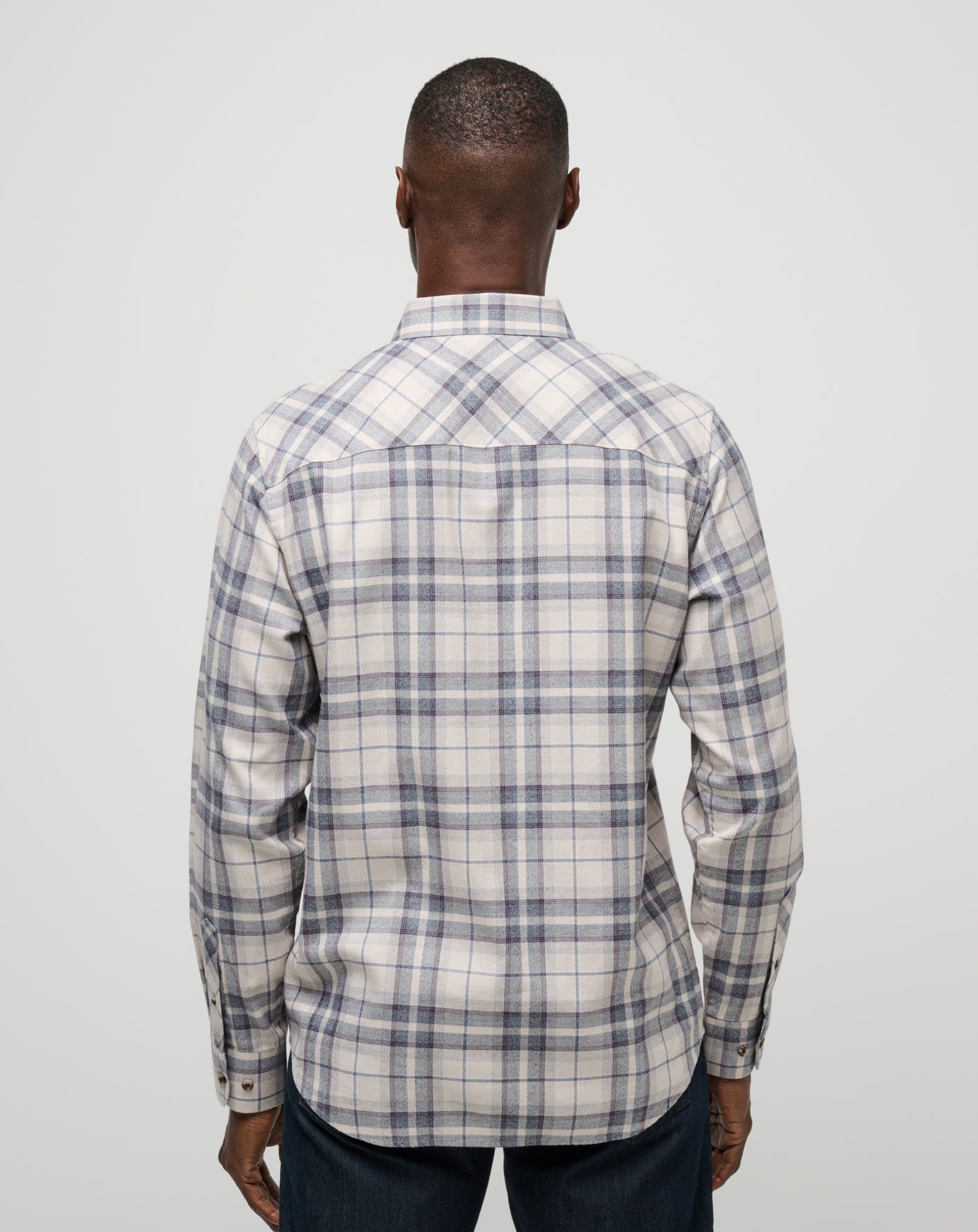 Oxford Tan/Plum Travis Mathew Cloud Flannel Plaid Button-Up