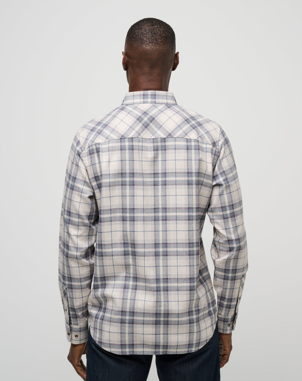 Oxford Tan/Plum Travis Mathew Cloud Flannel Plaid Button-Up