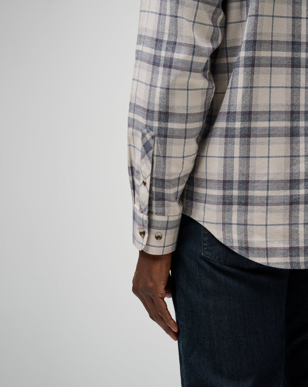 Oxford Tan/Plum Travis Mathew Cloud Flannel Plaid Button-Up