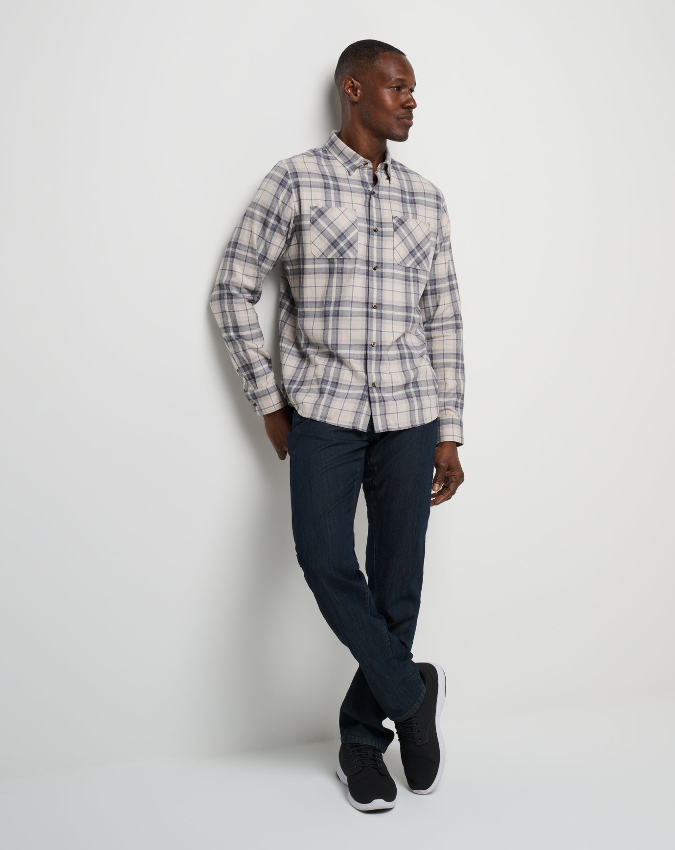 Oxford Tan/Plum Travis Mathew Cloud Flannel Plaid Button-Up