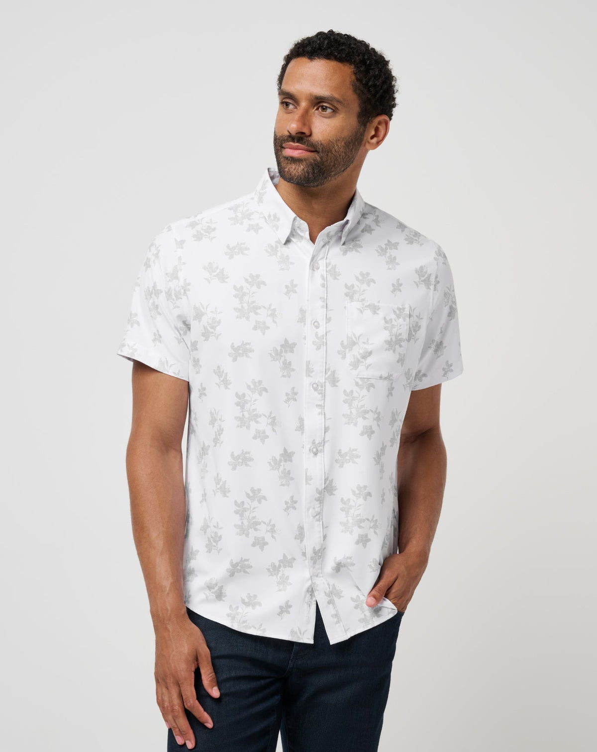 White Travis Mathew Mist On The Lake Button-Up