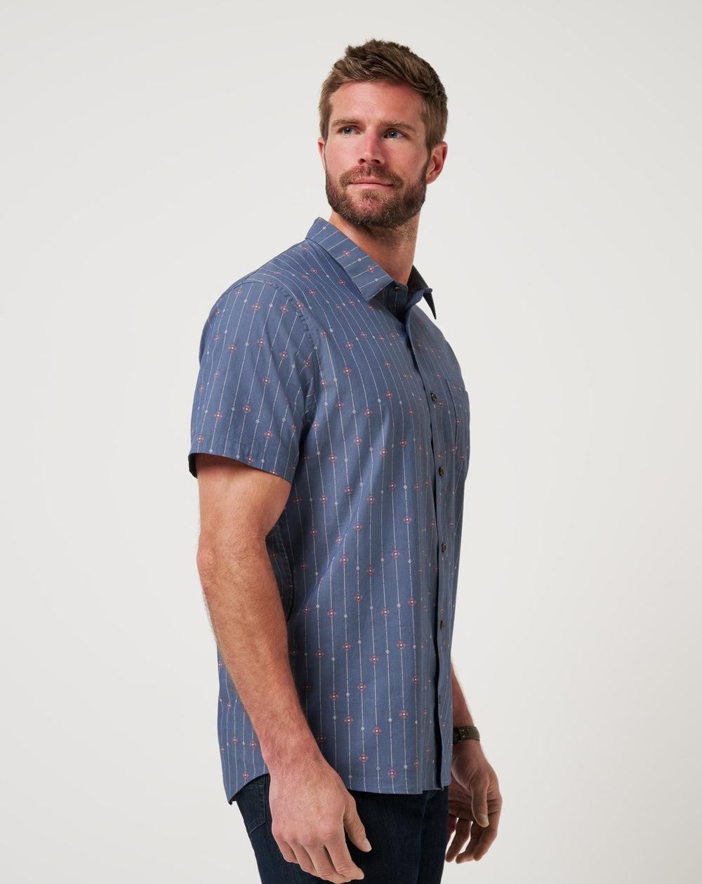 Heather Mood Indigo Travis Mathew Deco Button-Up