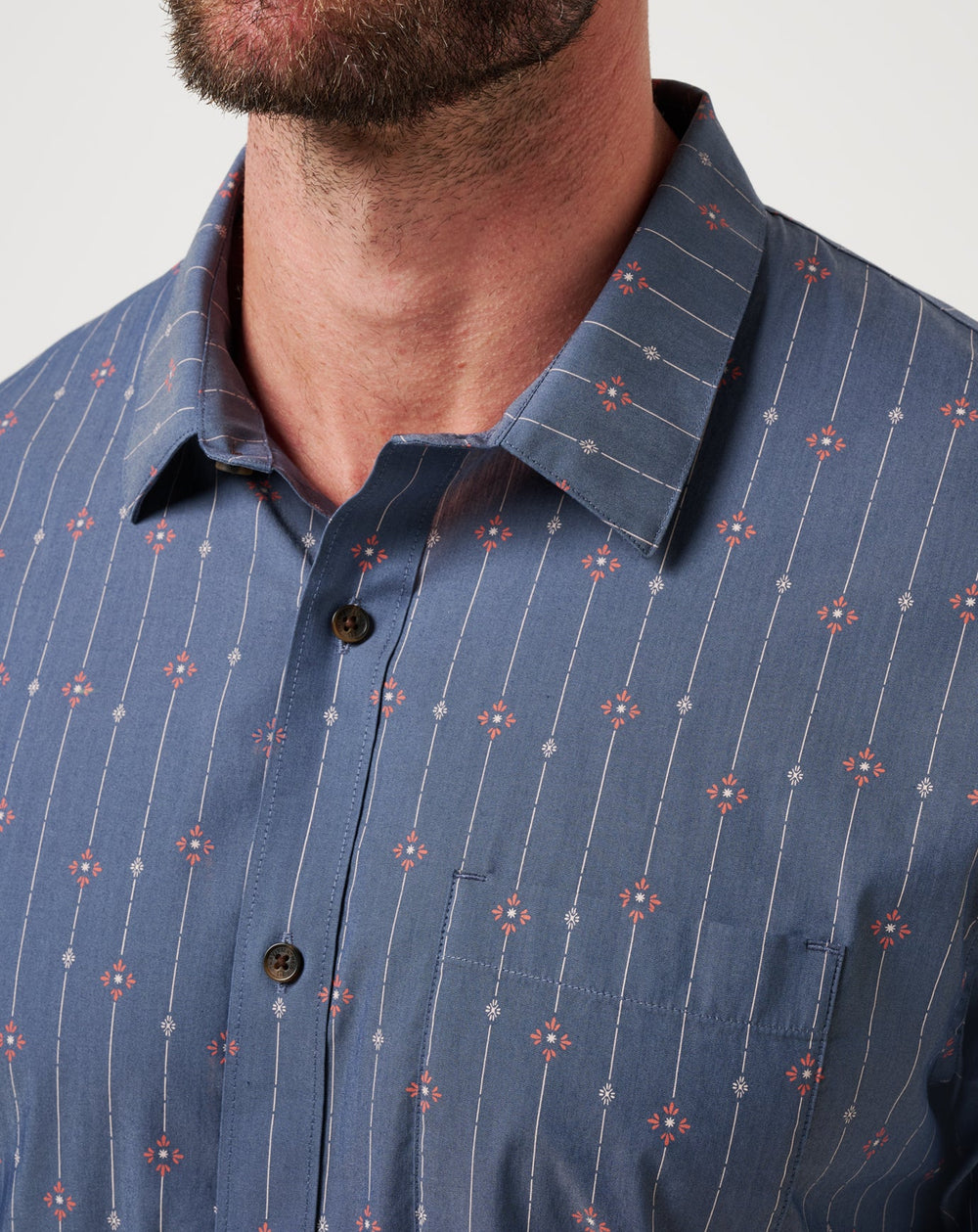 Heather Mood Indigo Travis Mathew Deco Button-Up