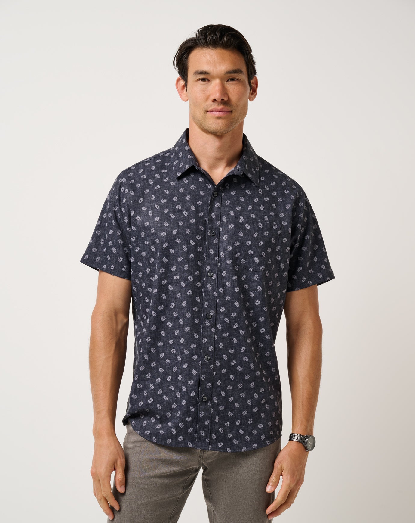 Heather Black Travis Mathew Techwoven Grey Wind Button-Up