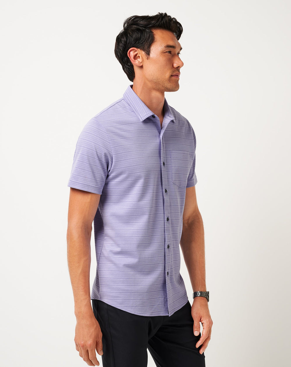 Heather Violet Storm Travis Mathew Knit Trip To The City Button-Up