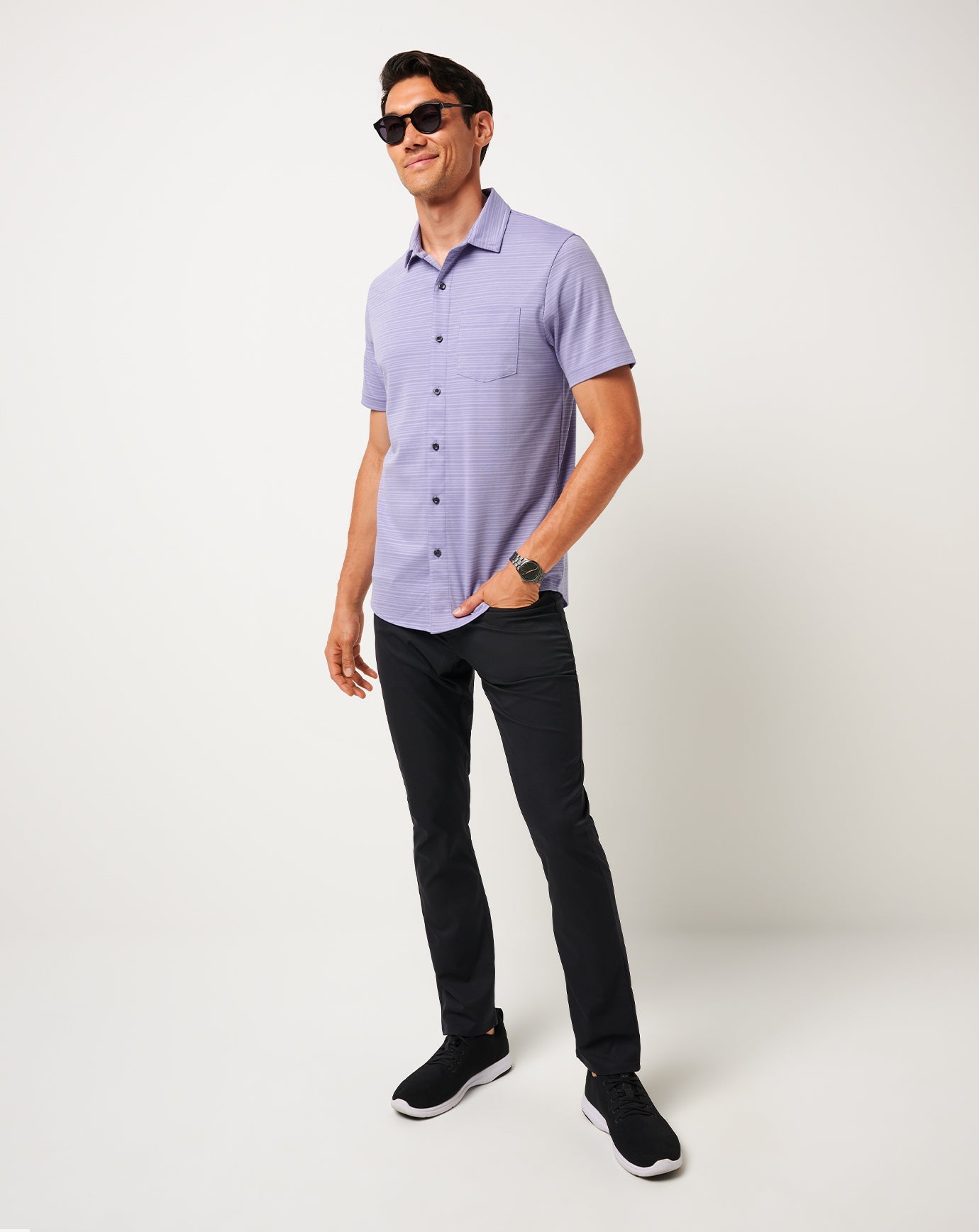 Heather Violet Storm Travis Mathew Knit Trip To The City Button-Up