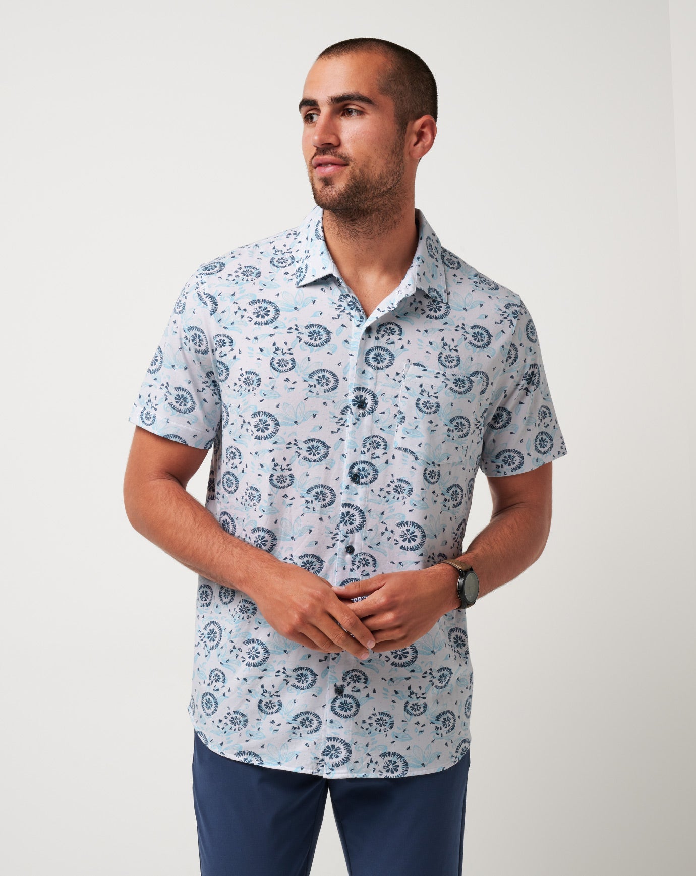 White Travis Mathew Knit Flourish Button-Up