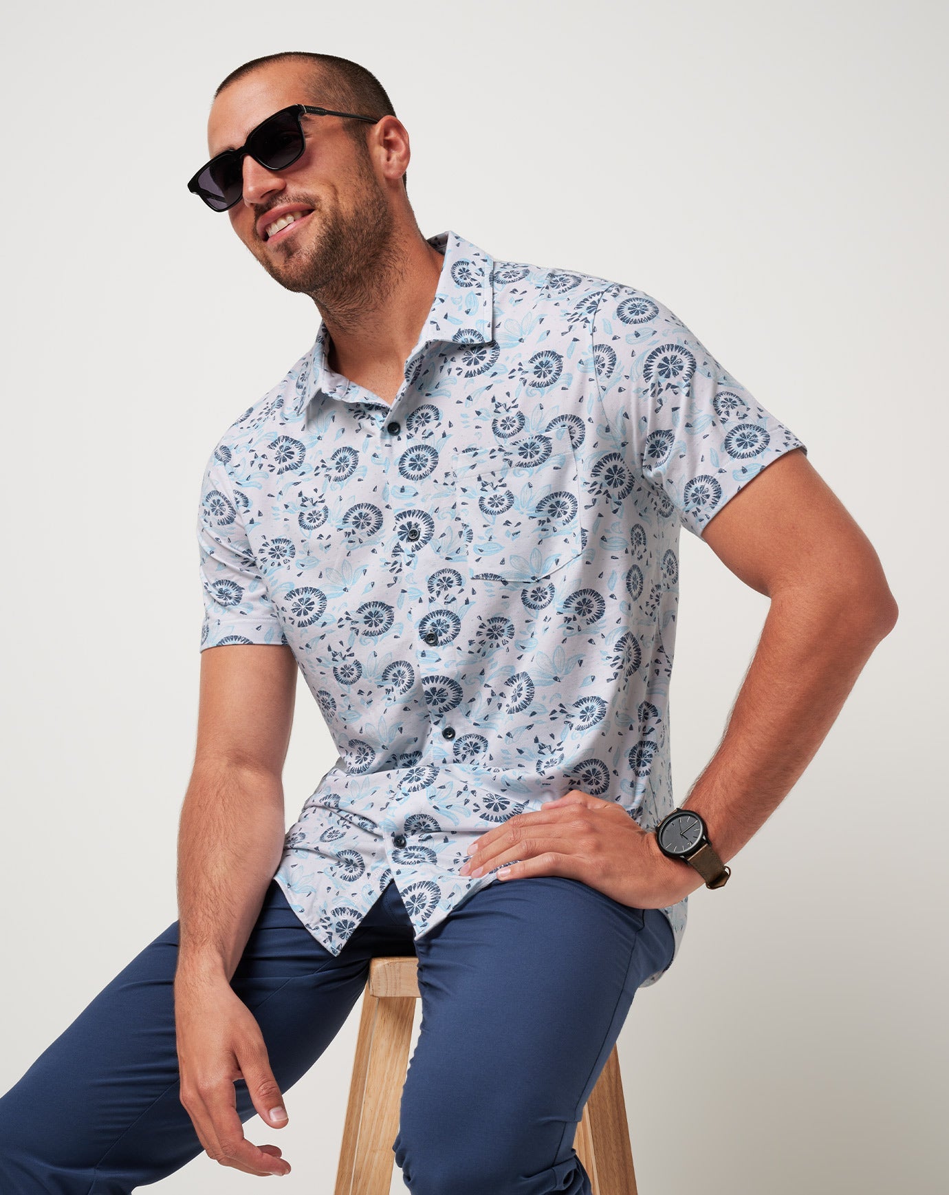 White Travis Mathew Knit Flourish Button-Up