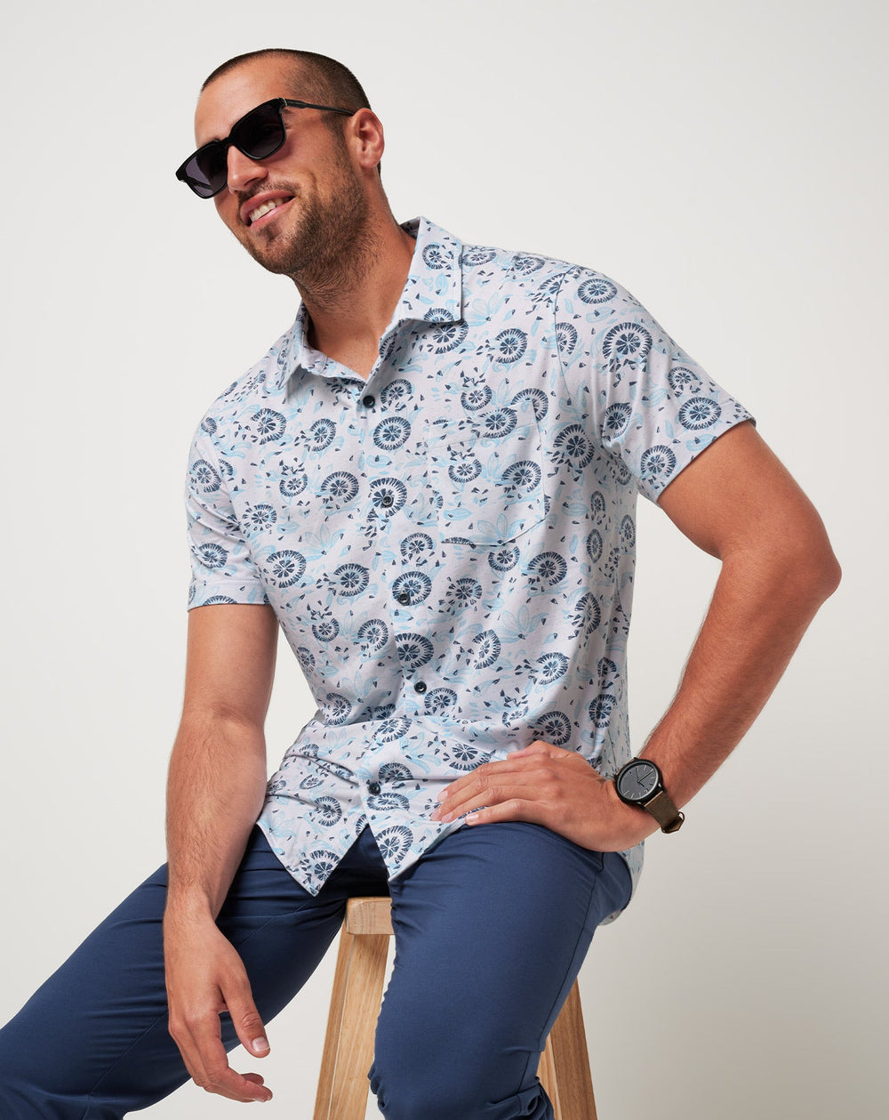 White Travis Mathew Knit Flourish Button-Up