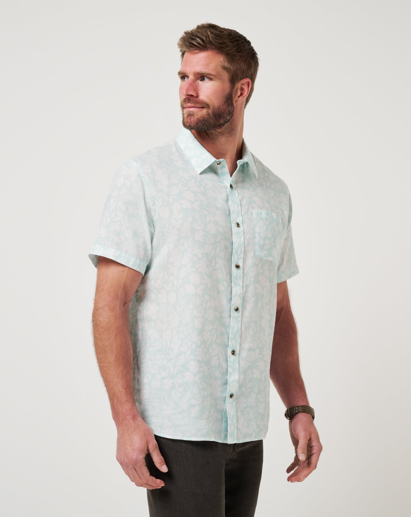 Eggshell Blue Travis Mathew Double Room Button-Up
