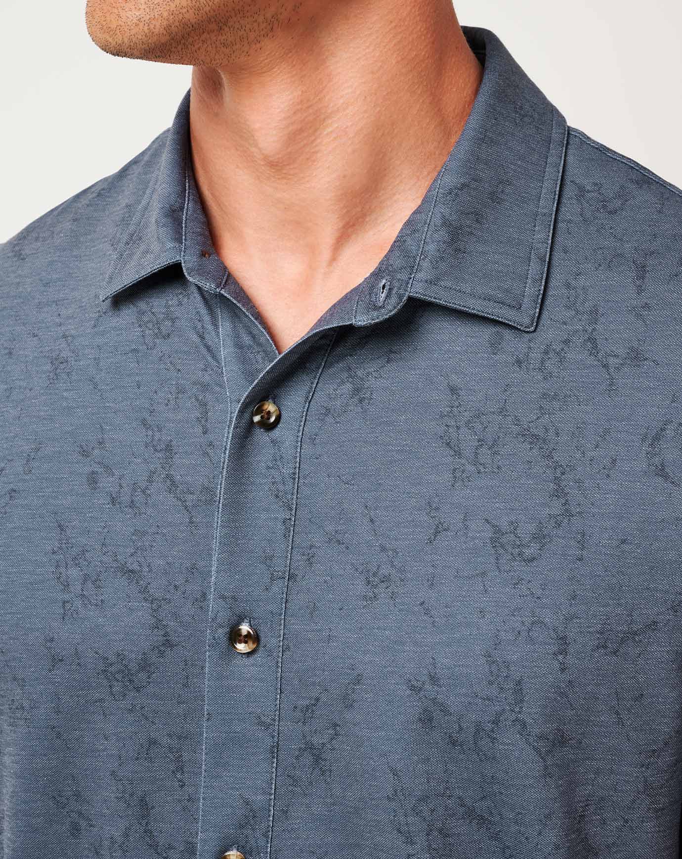Mood Indigo/Vintage Indigo Travis Mathew Knit Featherweight Tides Button-Up