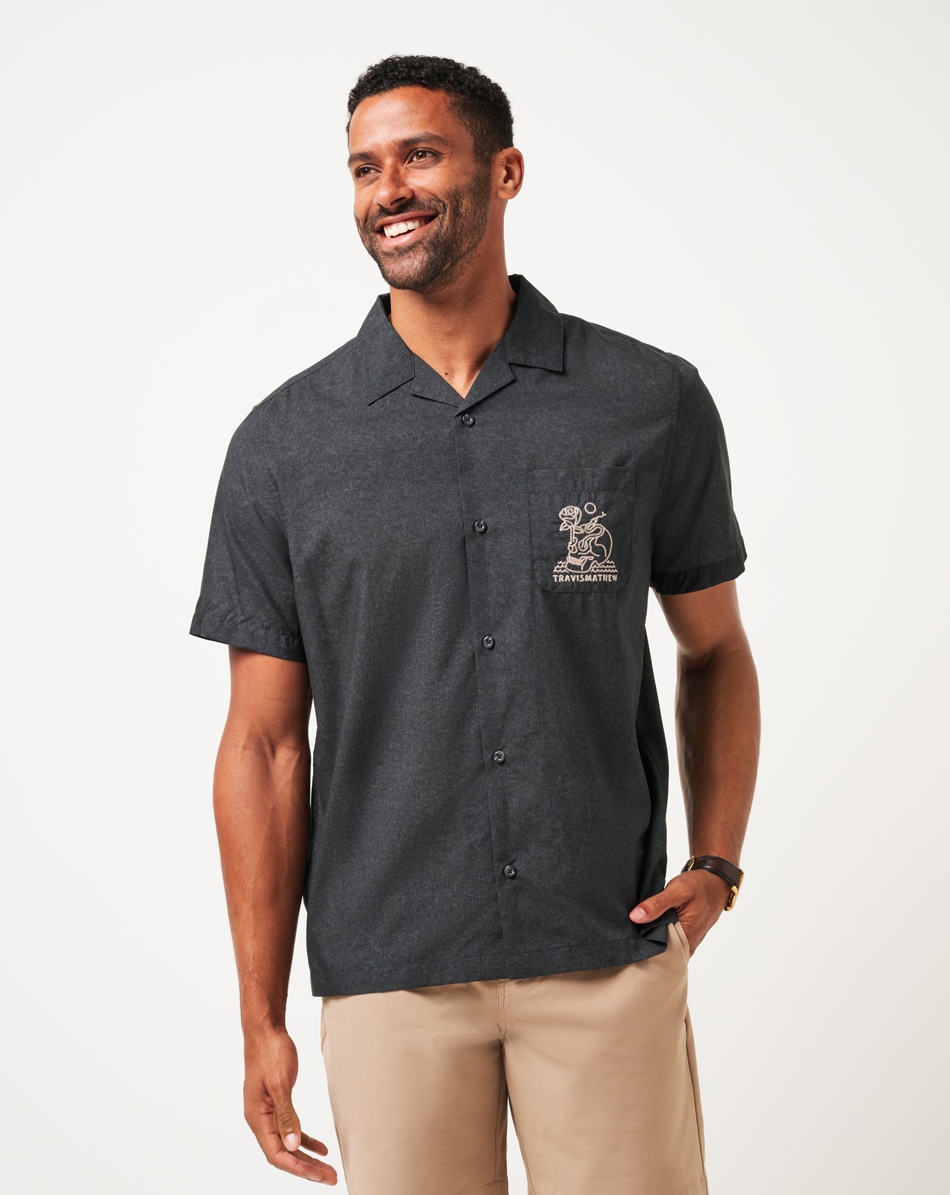 Heather Black Travis Mathew Lost Cave Button-Up