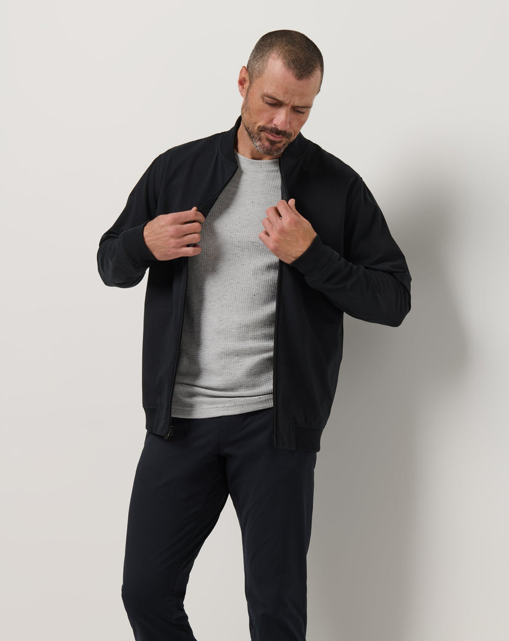 Black Travis Mathew Stretchknit Bomber Jacket