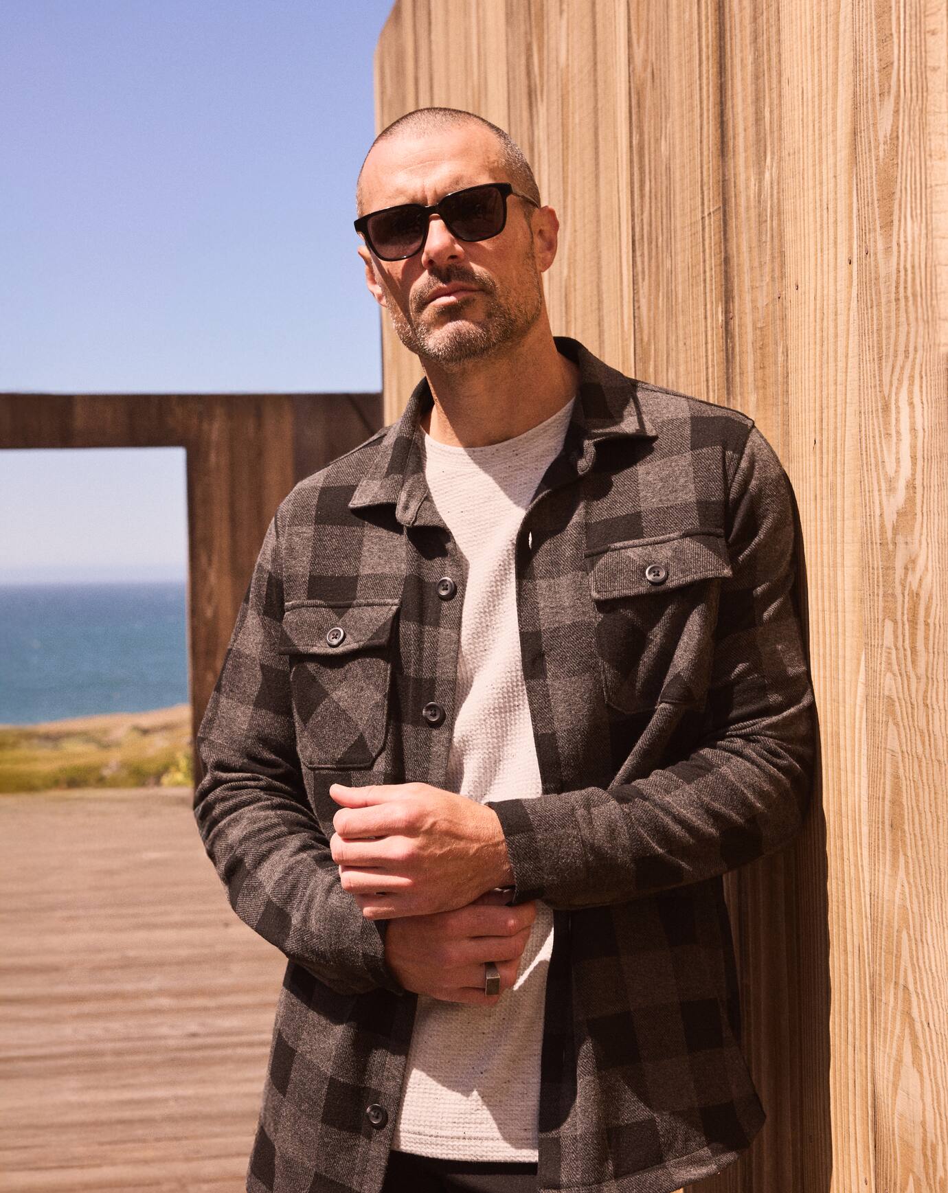 Black/Grey Travis Mathew Return Flight Shirt Jacket