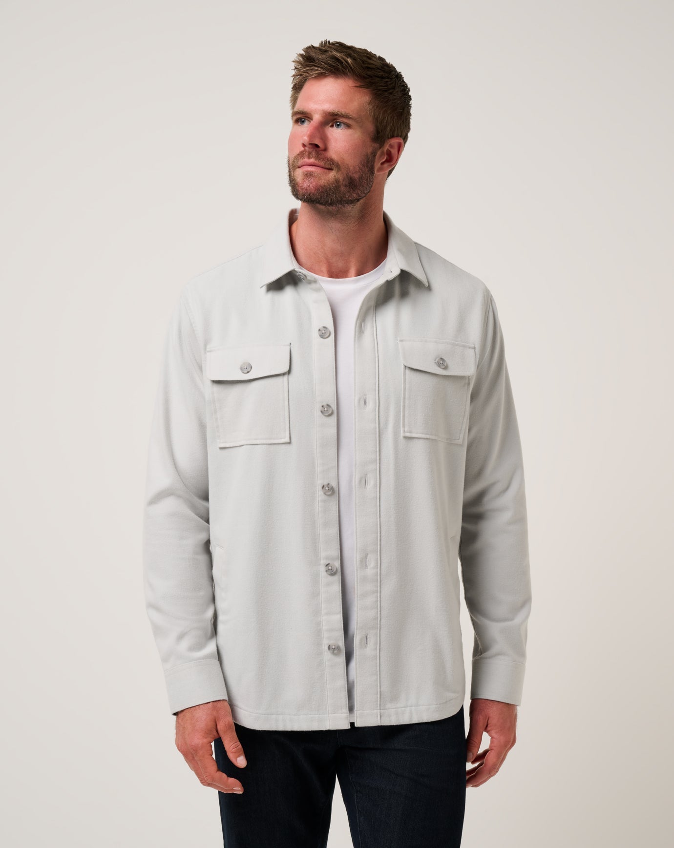 Heather Light Grey Travis Mathew Wanna Bet Shirt Jacket