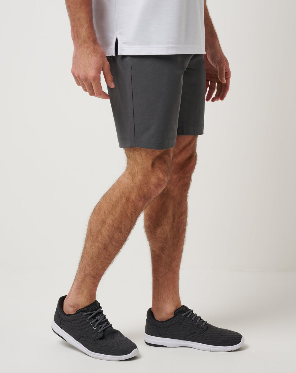 Grey Pinstripe Travis Mathew Travel Year Short 9In