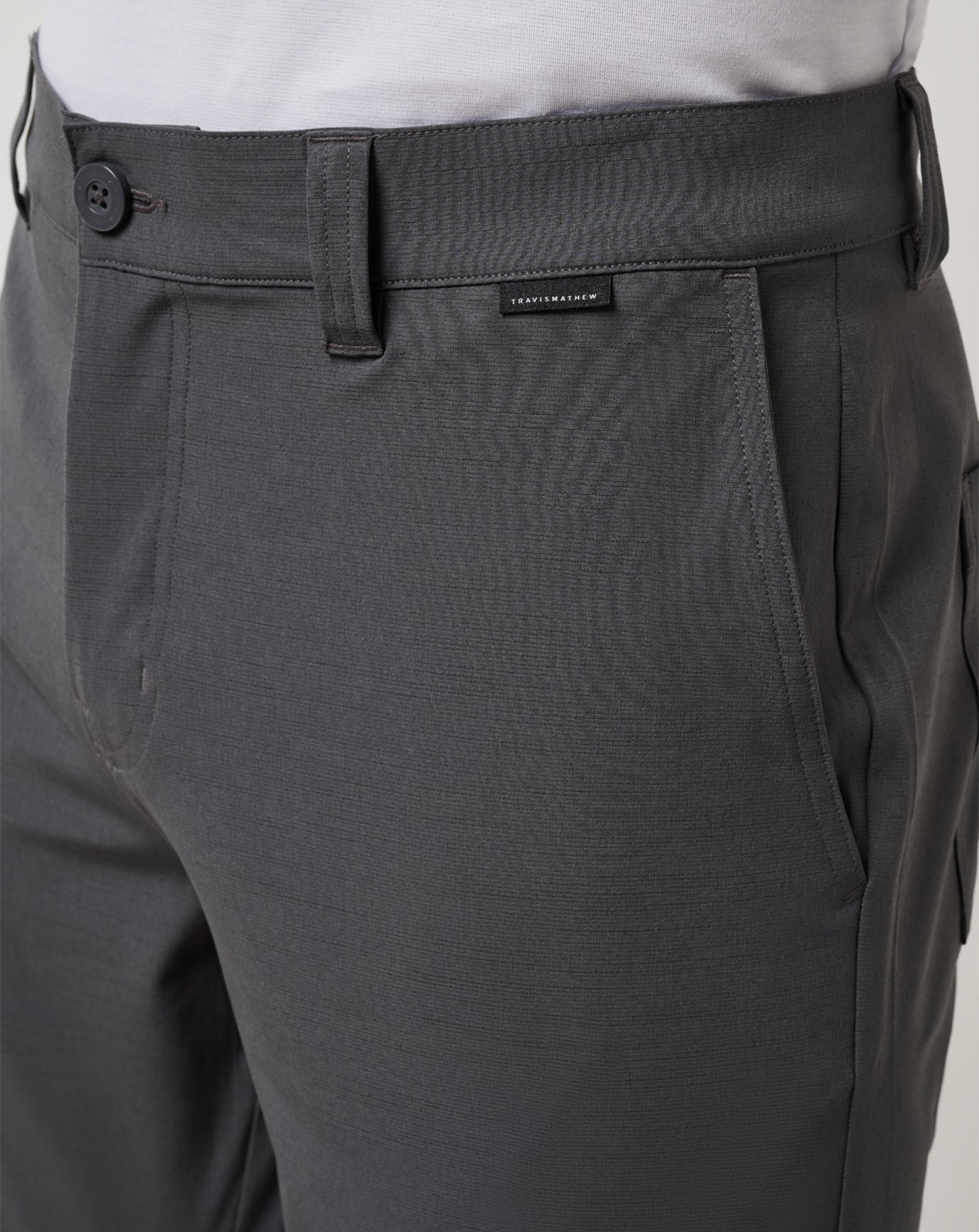 Grey Pinstripe Travis Mathew Travel Year Short 9In