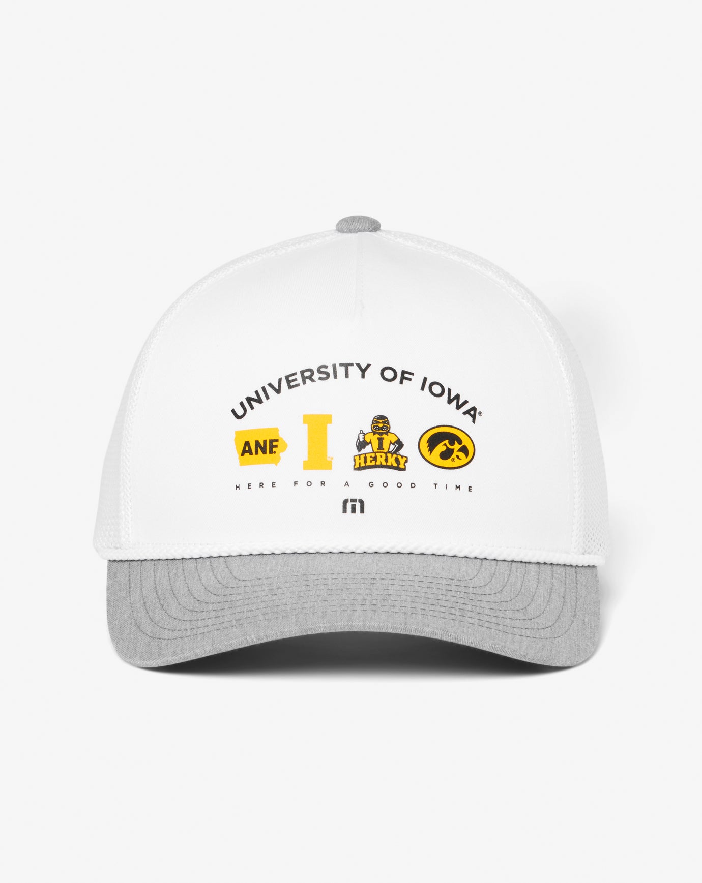 White Travis Mathew Iowa Defensive Line Snapback Hat