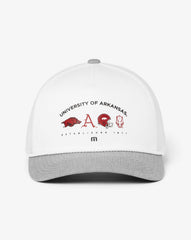 White Travis Mathew Arkansas Defensive Line Snapback Hat