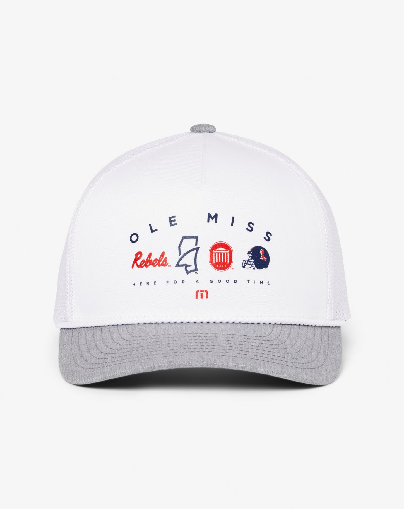 White Travis Mathew Mississippi Defensive Line Snapback Hat