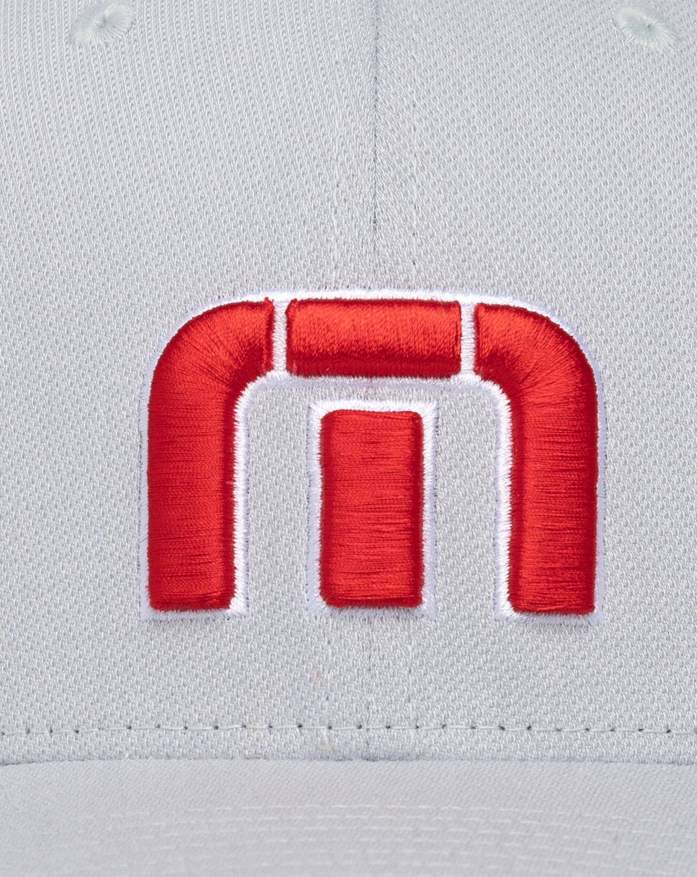 Heather Grey Travis Mathew Red White Iconic Snapback Hat