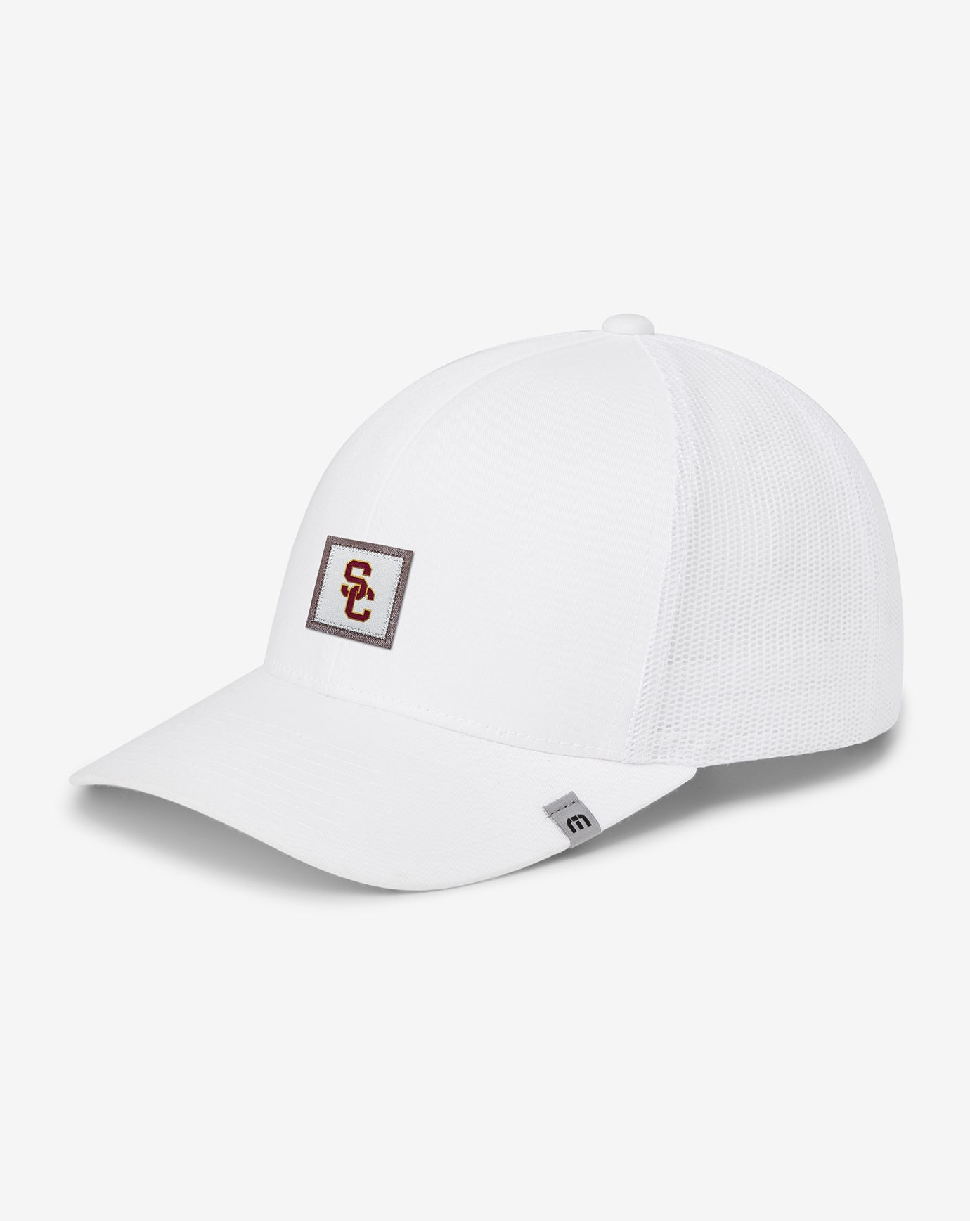 White Travis Mathew USC Leather Patch Snapback Hat