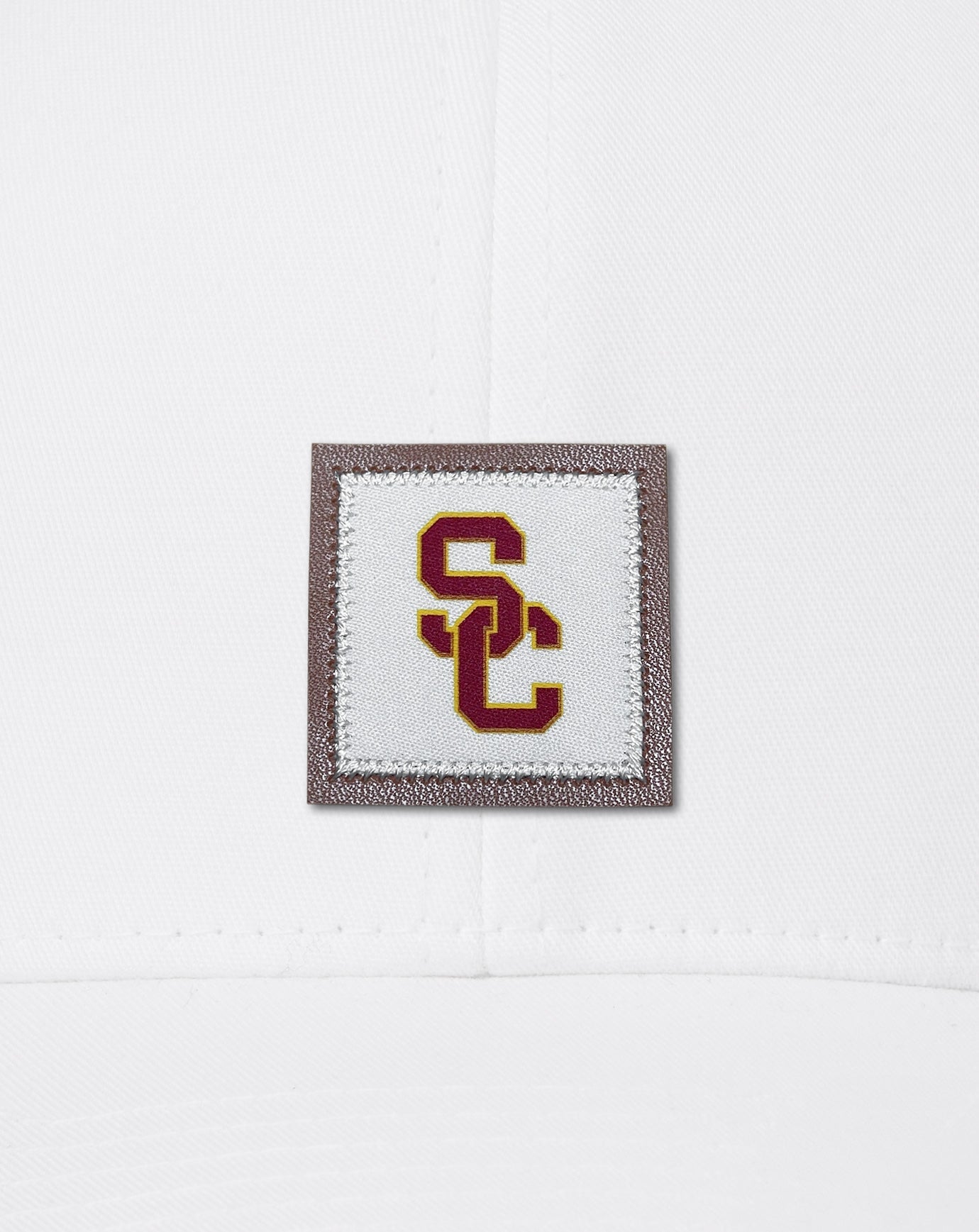White Travis Mathew USC Leather Patch Snapback Hat