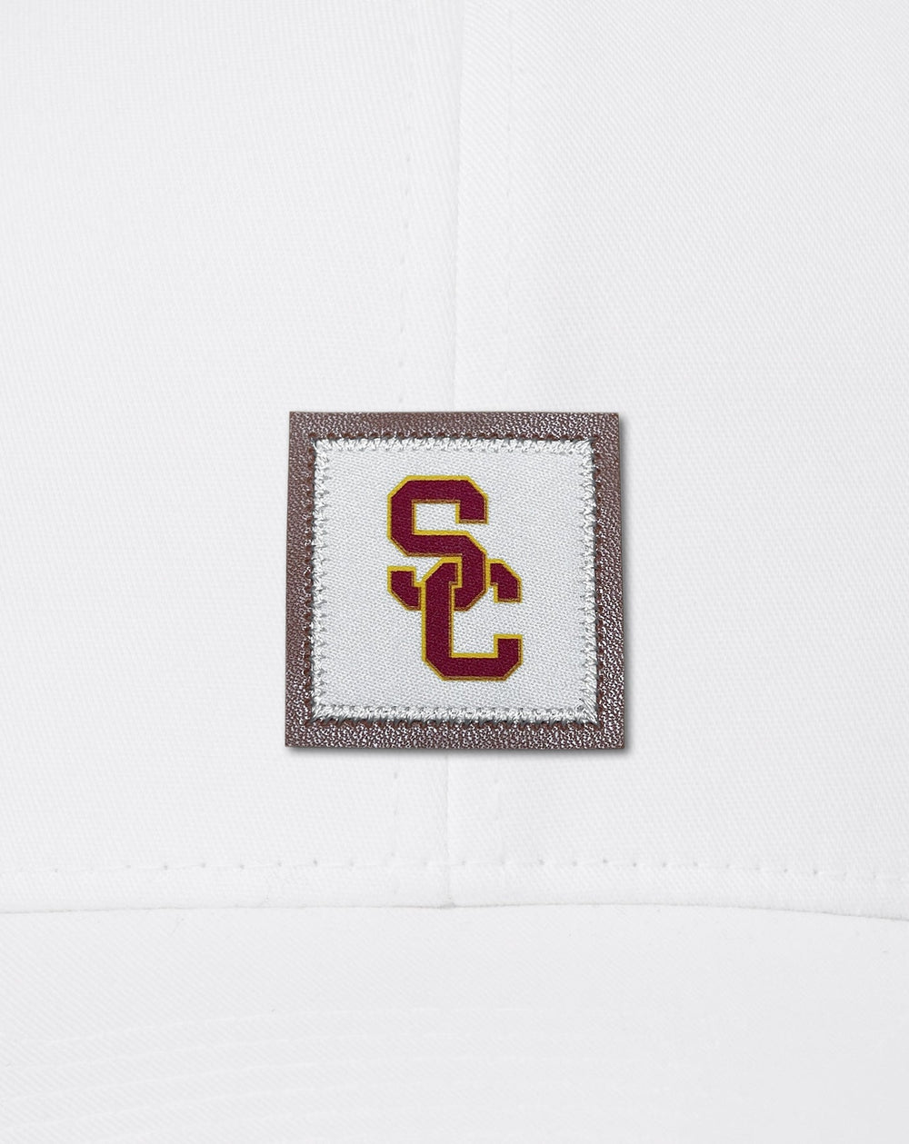 White Travis Mathew USC Leather Patch Snapback Hat