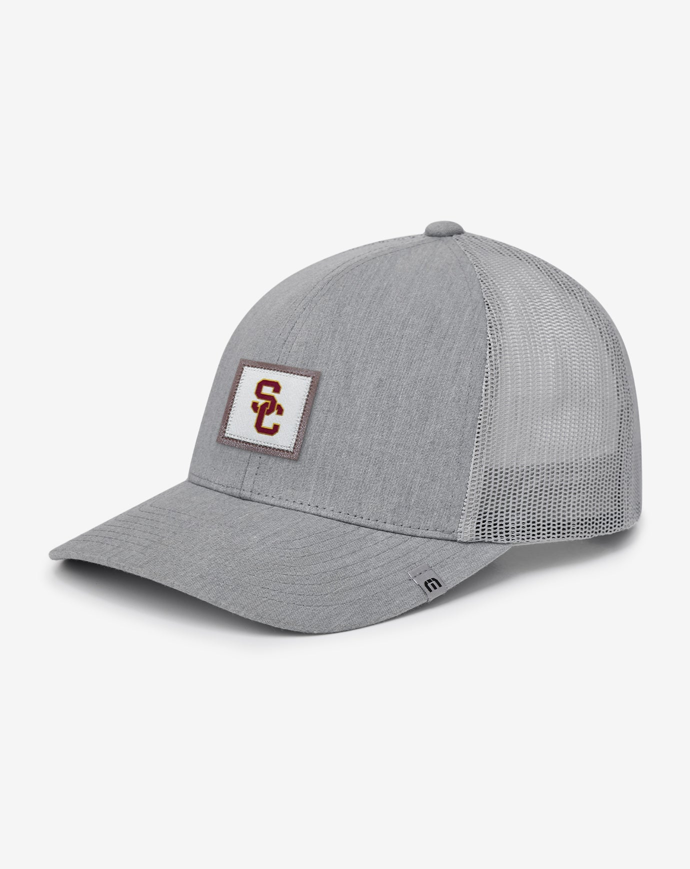 Heather Grey Travis Mathew USC Leather Patch Snapback Hat