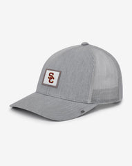 Heather Grey Travis Mathew USC Leather Patch Snapback Hat