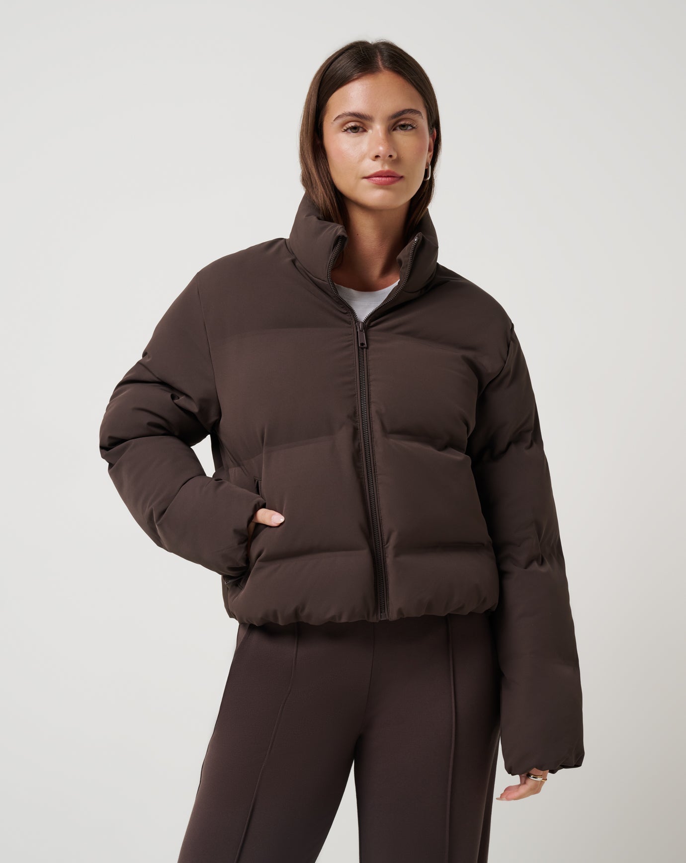 Coffee Grounds Travis Mathew Moontide Bonded Puffer Jacket