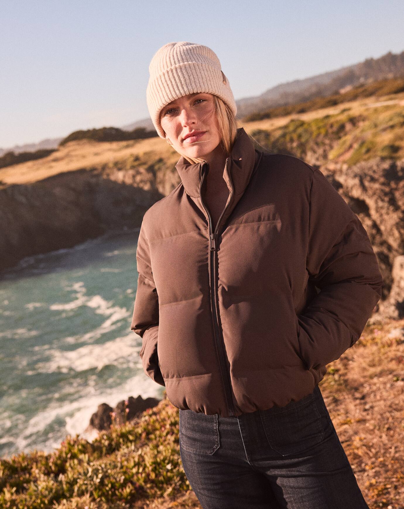 Coffee Grounds Travis Mathew Moontide Bonded Puffer Jacket