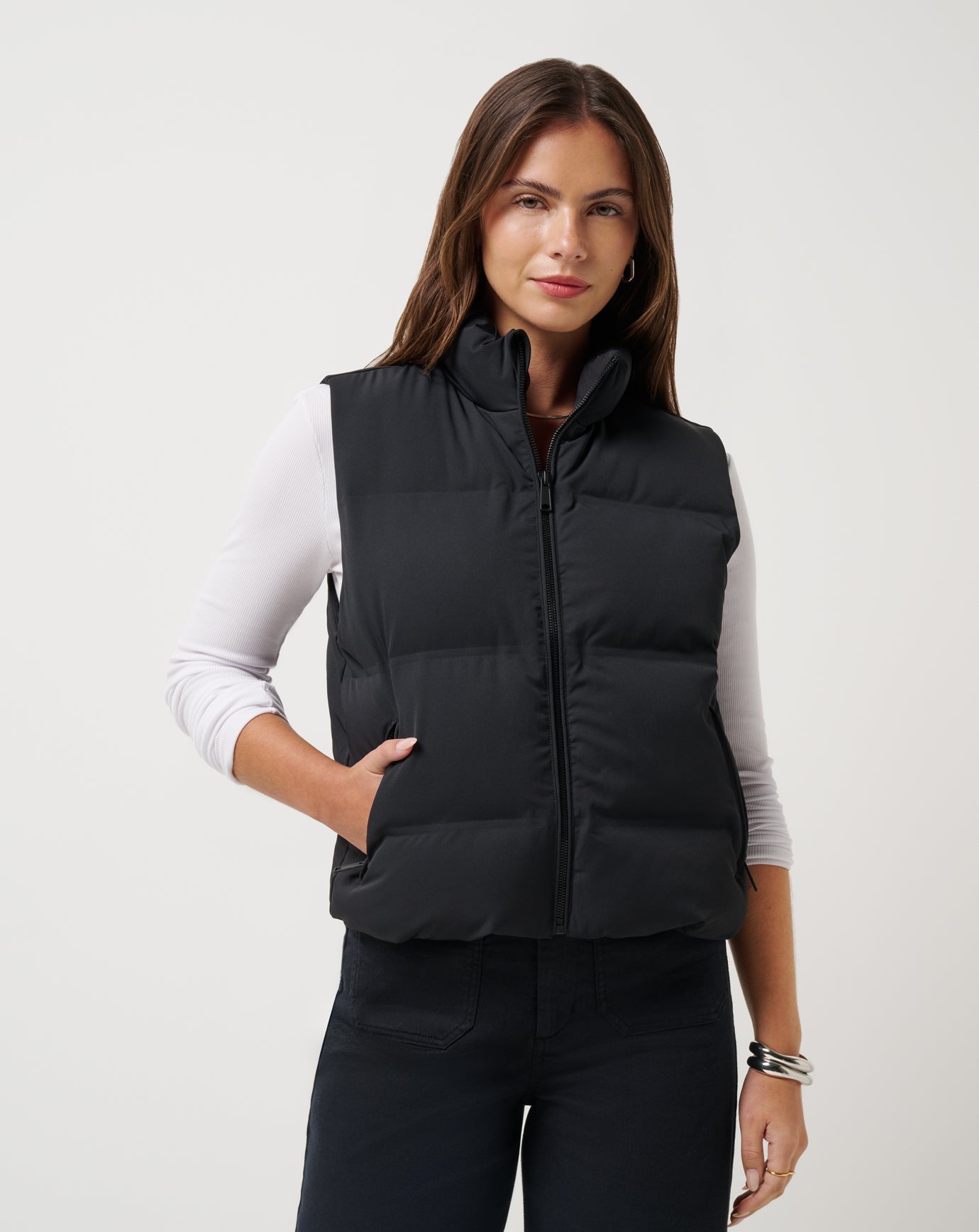 Black Travis Mathew Moontide Bonded Puffer Vest