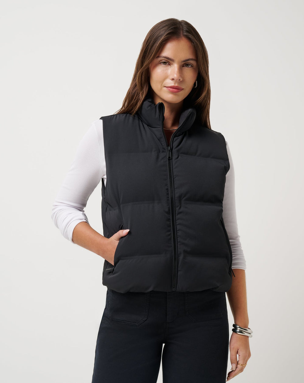 Black Travis Mathew Moontide Bonded Puffer Vest