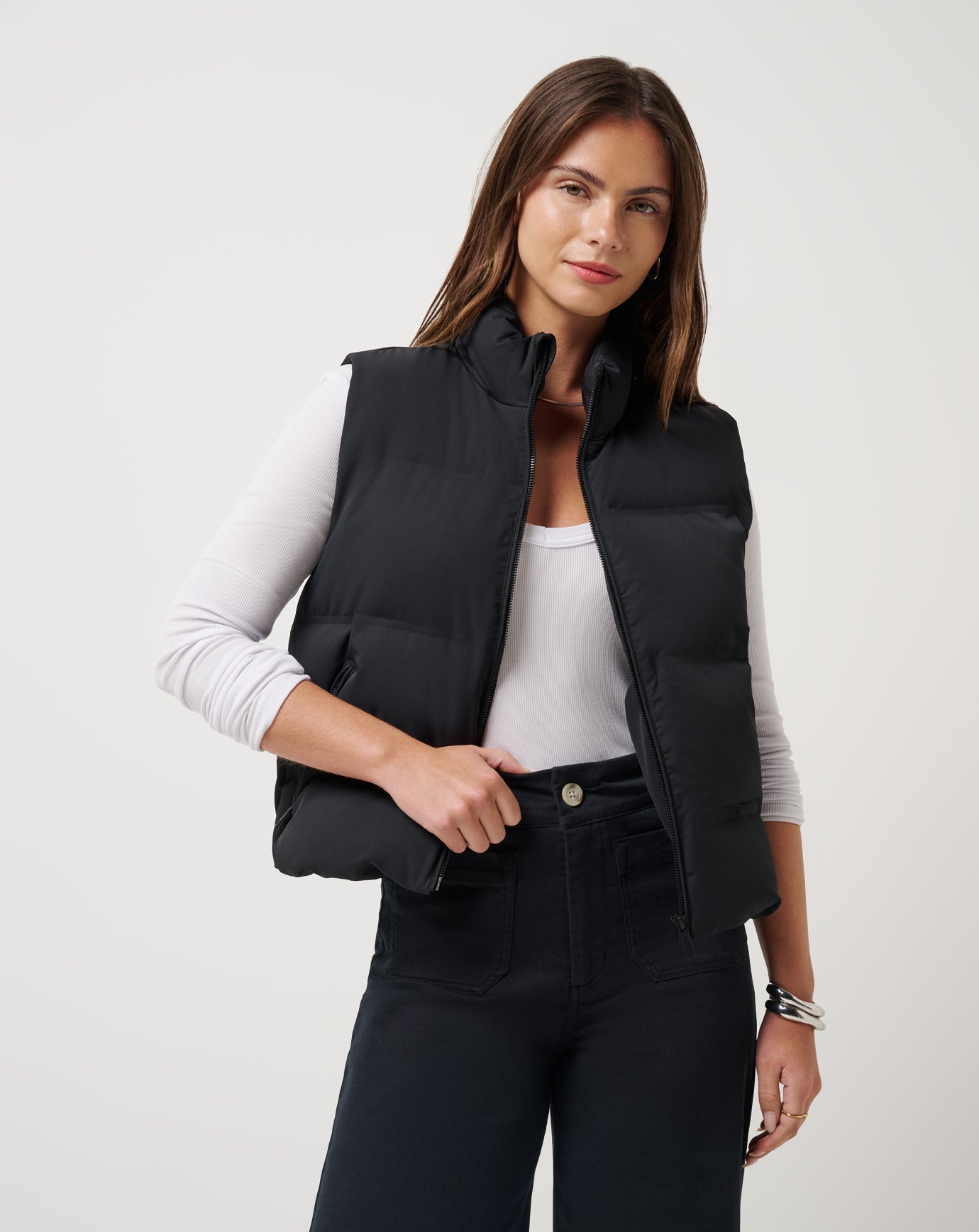 Black Travis Mathew Moontide Bonded Puffer Vest