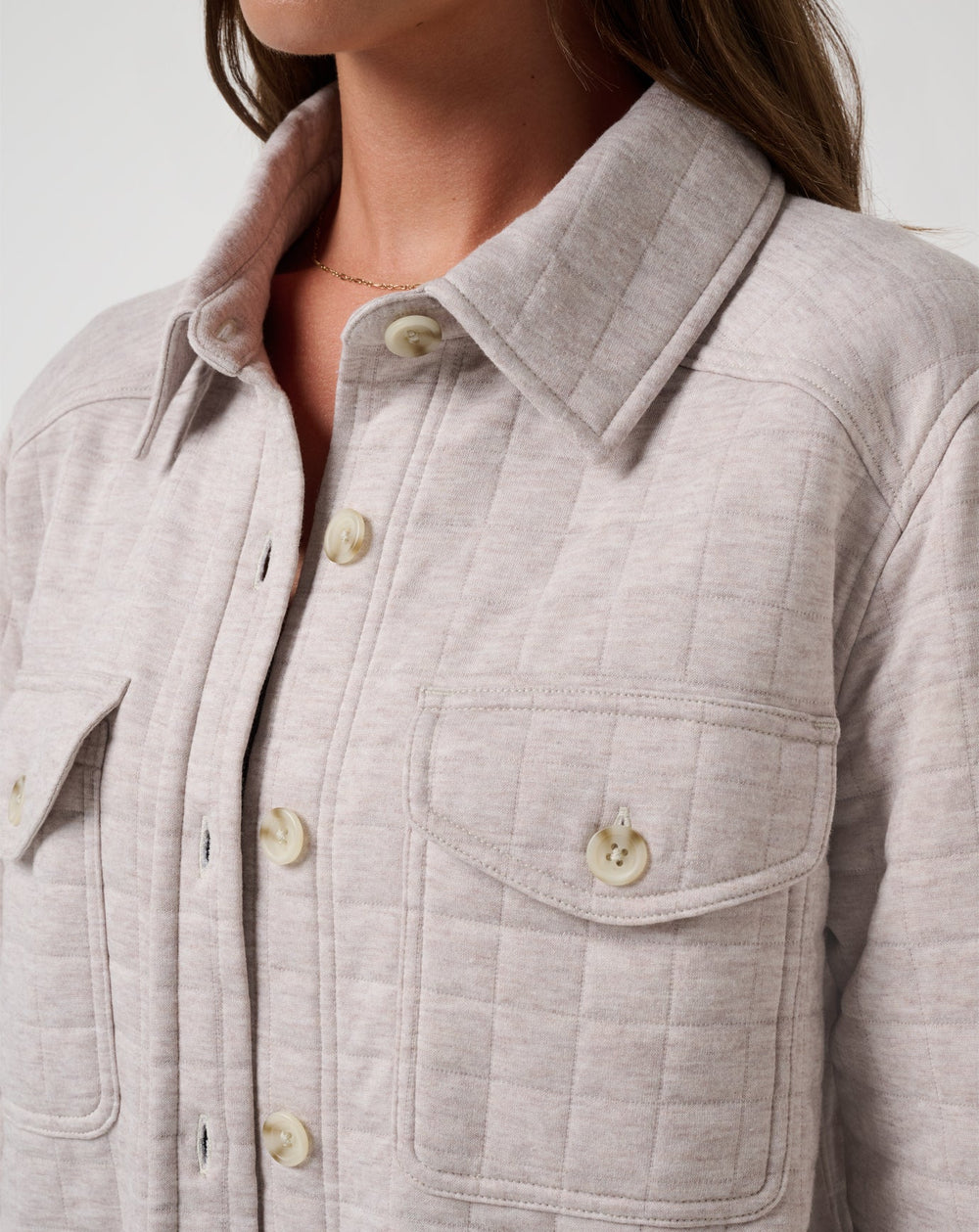 Heather Savannah Tan Travis Mathew Cloud Coastal Quilted Shacket