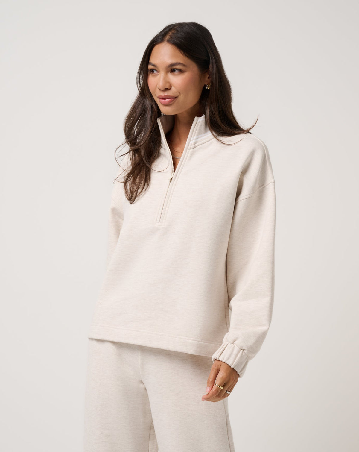 Heather Brazillian Sand Travis Mathew Cloud Fleece Clubside Half Zip