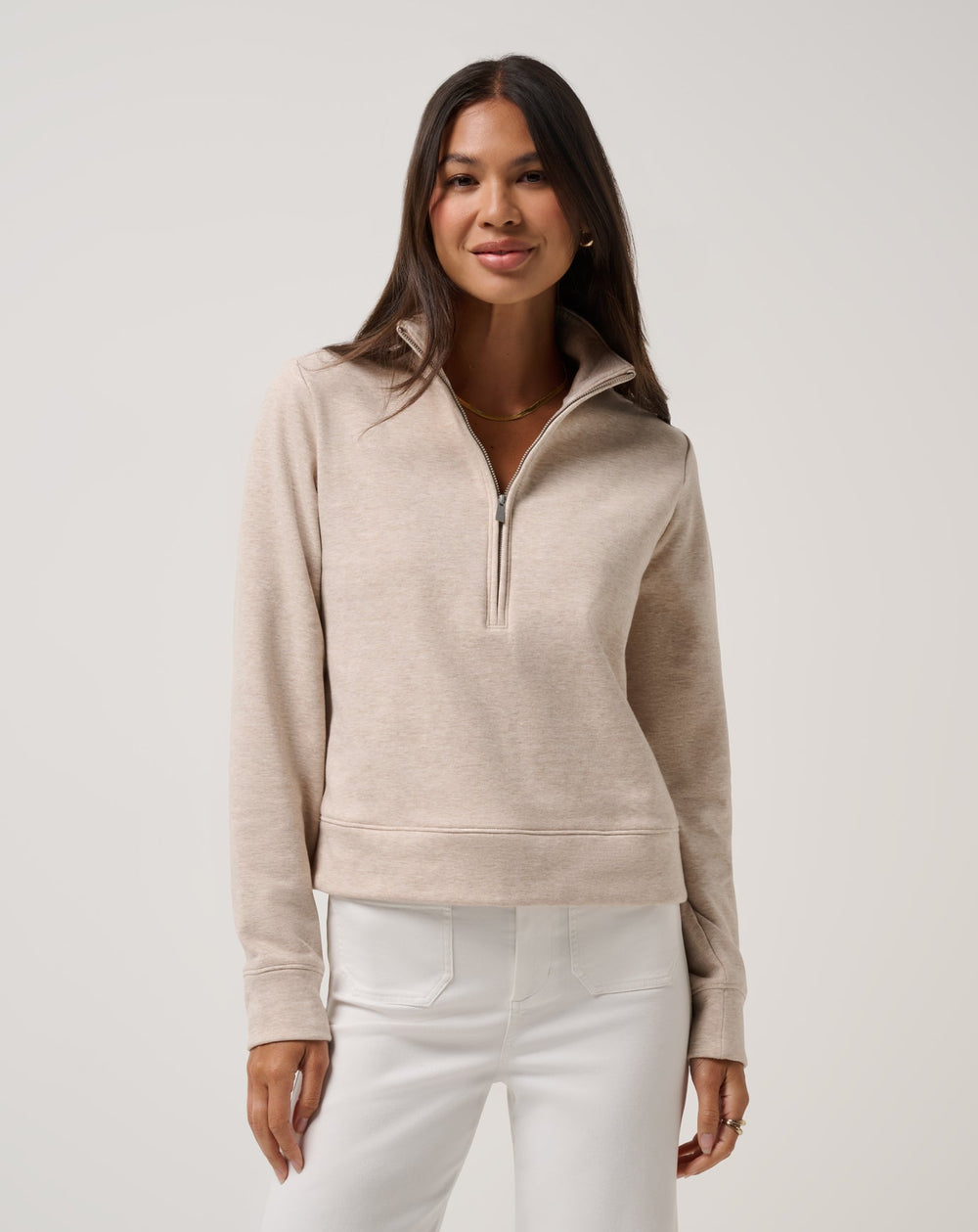 Heather Natural Travis Mathew Cloud Fleece Half Zip 2.0