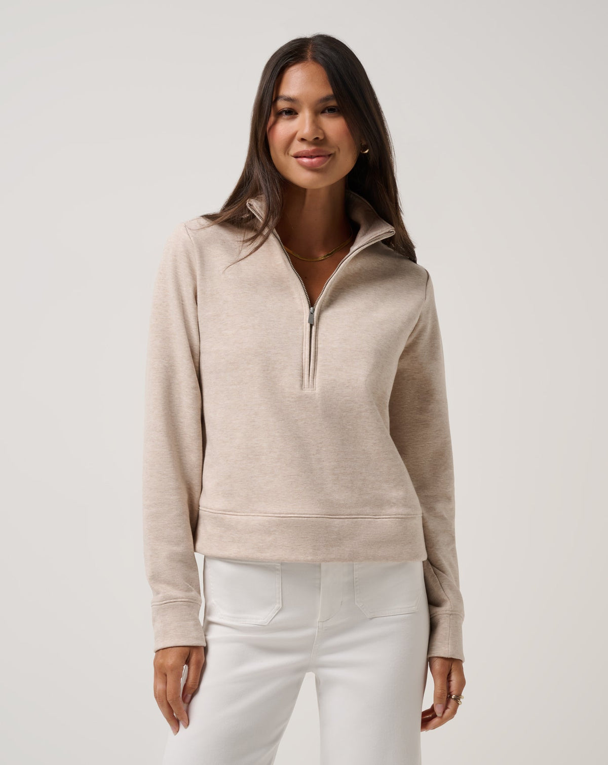 Heather Natural Travis Mathew Cloud Fleece Half Zip 2.0