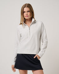 Heather Light Grey Travis Mathew Cloud Fleece Half Zip 2.0