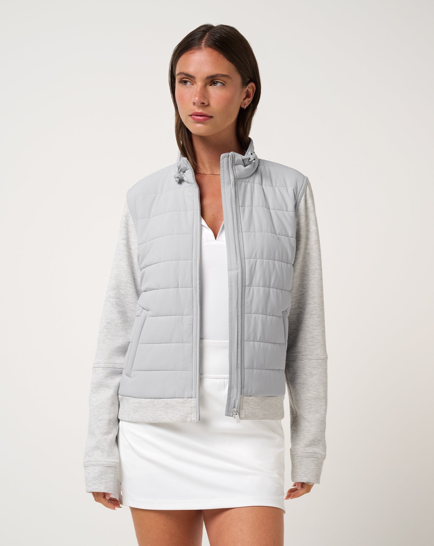 Heather Light Grey Travis Mathew Skyloft Soft Espresso Martini Full Zip