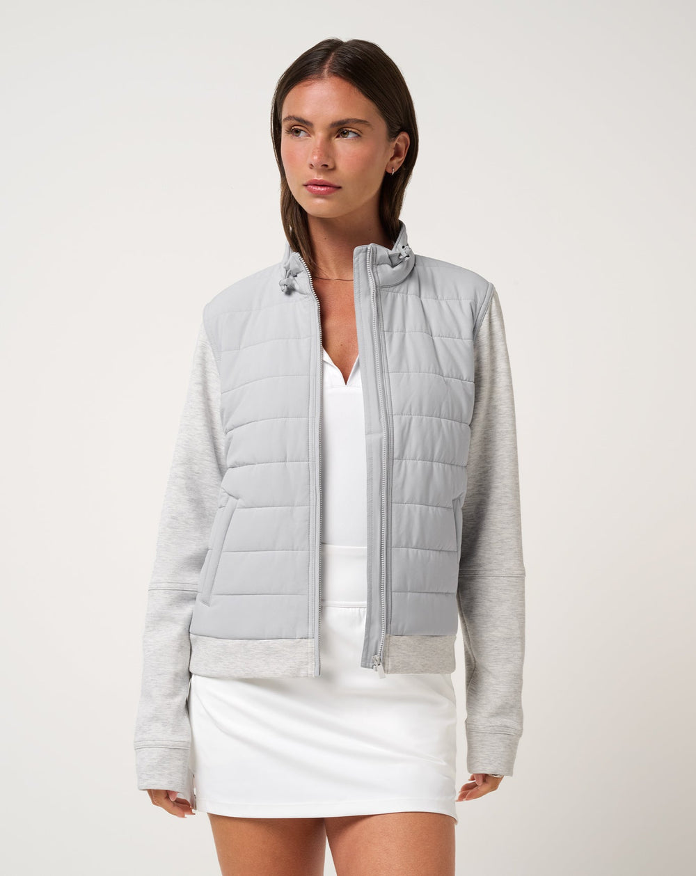 Heather Light Grey Travis Mathew Skyloft Soft Espresso Martini Full Zip