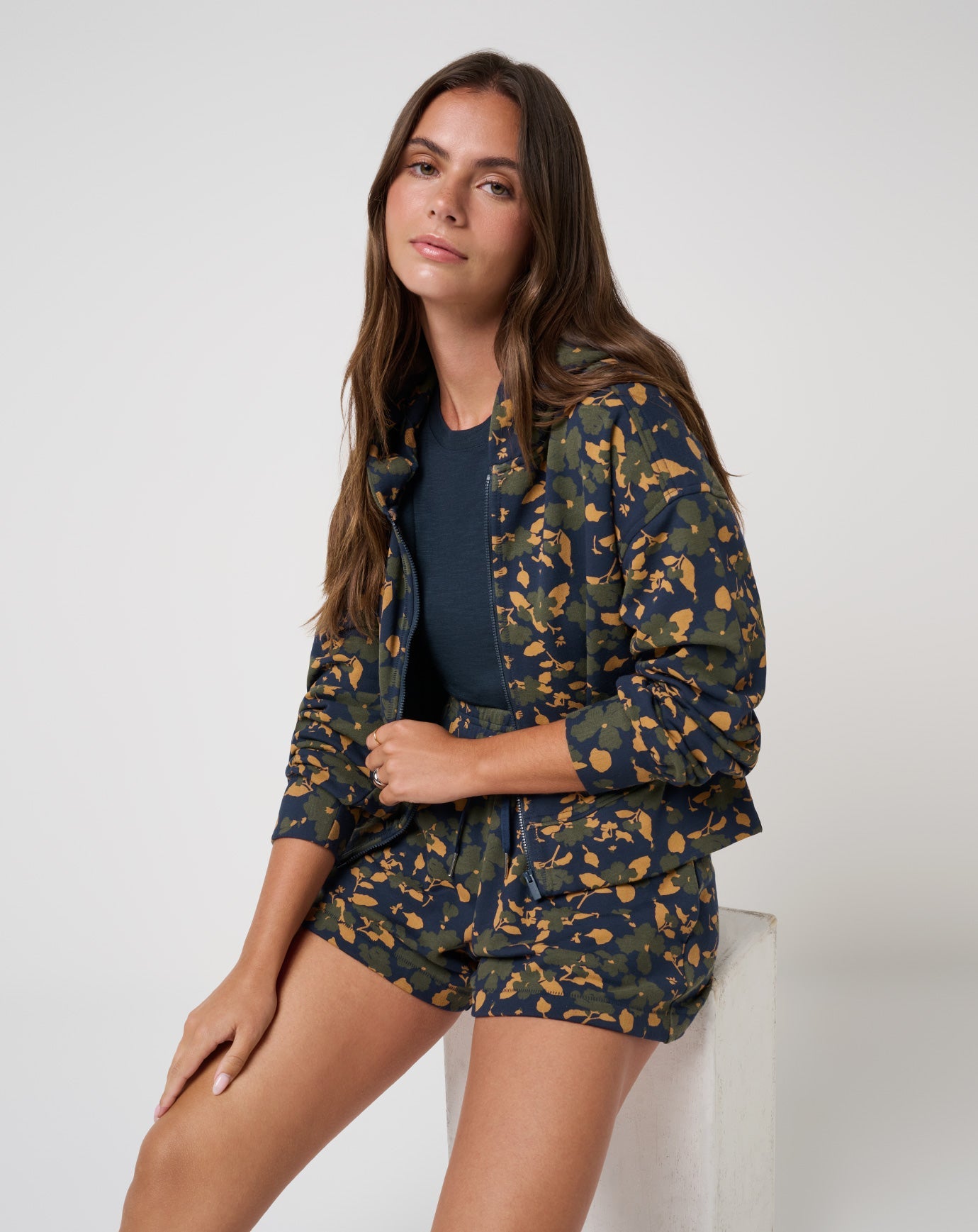 Navy Blazer Floral Multi Travis Mathew Cloud Fleece Printed Hoodie