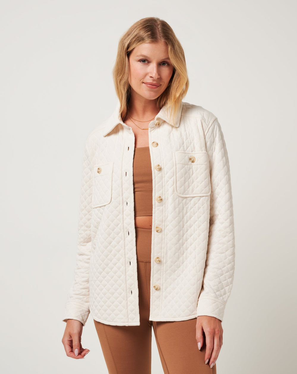 Eggnog Travis Mathew Diamond Quilted Shacket