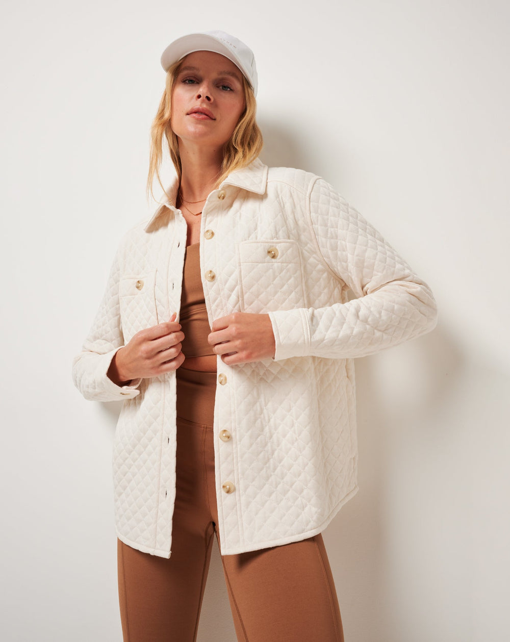 Eggnog Travis Mathew Diamond Quilted Shacket